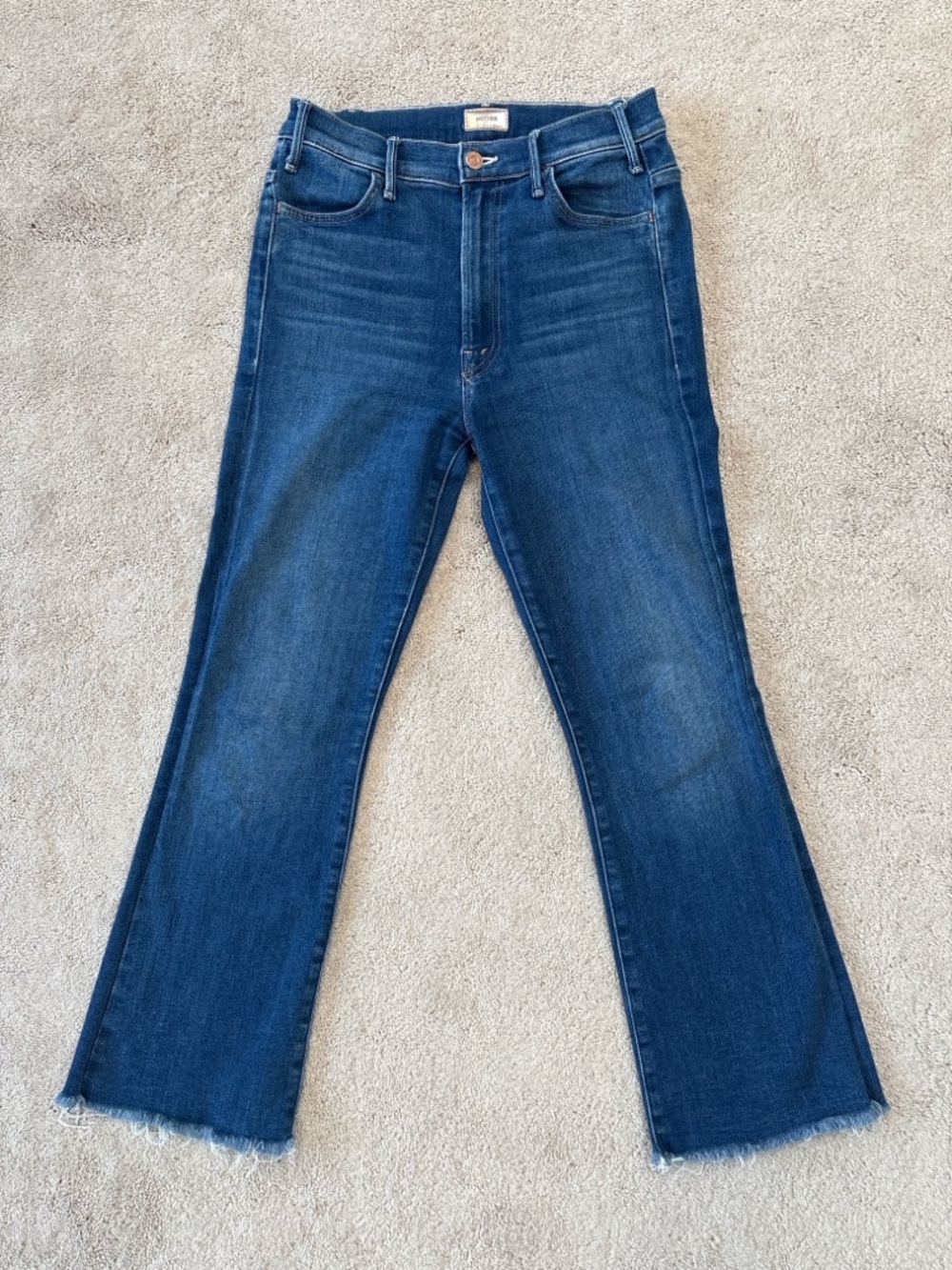 MOTHER The Hustler Ankle Fray Jeans 27 Home Movies High Rise Raw Hem